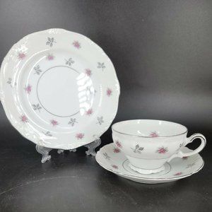 Fine Bone‎ China 3pc Tea Set "Rosette" Japan, excellent condition Vintage